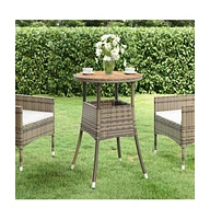 vidaXL Patio Table 23.6"x29.5" Acacia Wood and Poly Rattan Gray