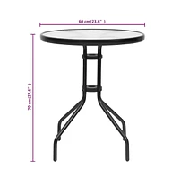 vidaXL Patio Table Black 23.6"x27.6" Steel