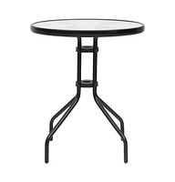 vidaXL Patio Table Black 23.6"x27.6" Steel