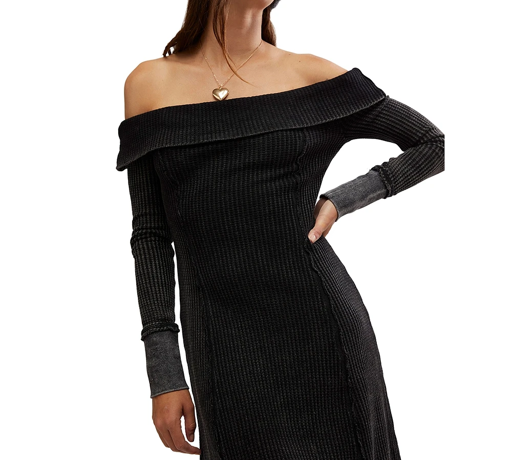 Free People Women's Monty Off-The-Shoulder Cotton Midi Dress
