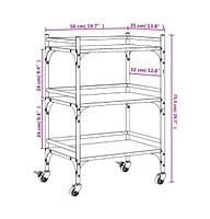 vidaXL Kitchen Trolley Smoked Oak 19.7"x13.8"x29.7" Engineered Wood