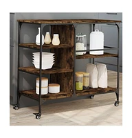 vidaXL Kitchen Trolley Smoked Oak 39.4"x17.7"x35.2" Engineered Wood