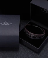 Rhona Sutton Black Sentinel Leather Strap Stainless Steel Bracelet