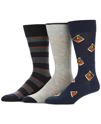 Perry Ellis Portfolio Men's 3-Pack Cocktail and Dot Print Dress Socks