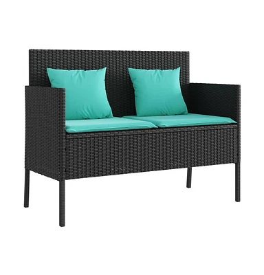 vidaXL Patio Bench with Cushions Poly Rattan