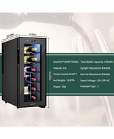 Jinjunye 12 Bottle Wine Cooler, Wine Fridge Small, 46-66°F, Freestanding Wine Cooler Refrigerator with Digital Temperature Control, Wine Cellar G