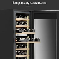 Jinjunye 15Inch Wine Cooler Refrigerator, Dual Zone 33Bottle Wine Fridge Temp Control, Built-in or Freestanding Wine Fridge for Red, White, Champagne,