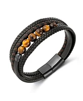 Rhona Sutton Black Apex Multi Leather Stainless Steel Bracelet