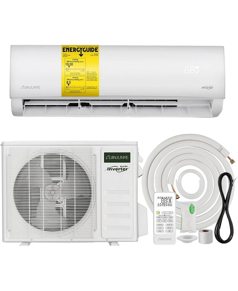 Jinjunye 9000BTU Mini Split Air Conditioner Ductless Inverter Heat Pump, 208