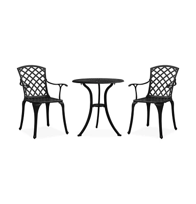 vidaXL 3 Piece Bistro Set Cast Aluminum Black