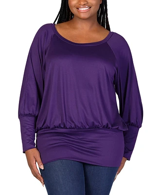 24seven Comfort Apparel Plus Round Neck Banded Bottom Top