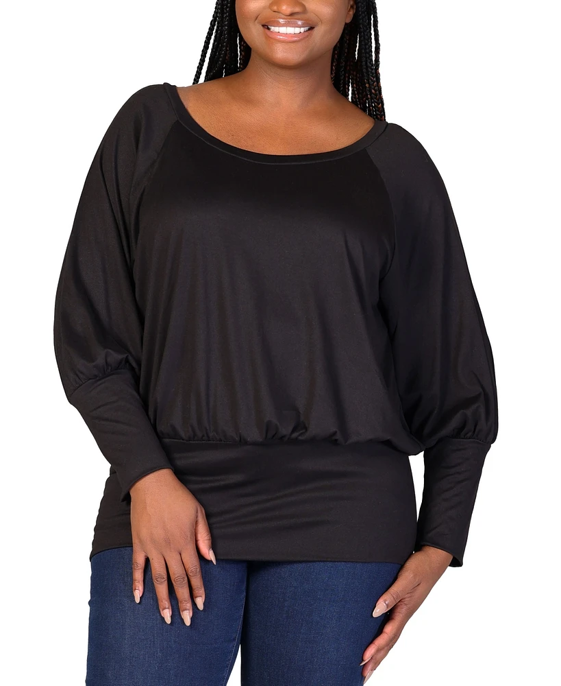 24seven Comfort Apparel Plus Round Neck Banded Bottom Top