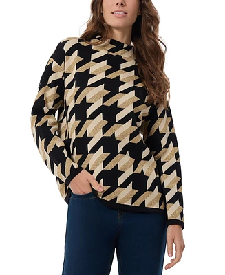 Jones New York Women's Houndstooth Drop-Shoulder Sweater