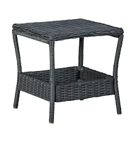 vidaXL Patio Table Dark Gray 17.7"x17.7"x18.3" Poly Rattan