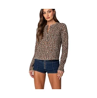 Edikted Women's Leopard Printed Knit Cardigan