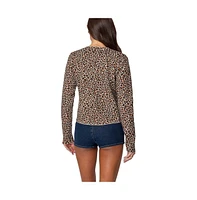 Edikted Women's Leopard Printed Knit Cardigan