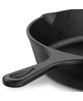 Megachef 12 Inch Round Preseasoned Cast Iron Frying Pan in Black