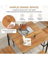 Sugift 5 Pieces Industrial Dining Table Set with Counter Height and 4 Bar Stools-Dark Brown