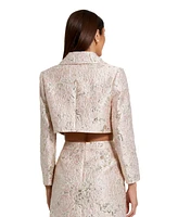 Mac Duggal Women's Pearl Button Brocade Cropped Jacket