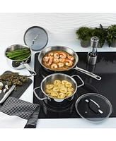 BergHOFF DiNA Helix 5pc Recycled 18/10 Stainless Steel Cookware Set, Glass Lids