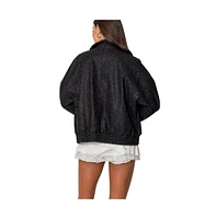 Edikted Women's Cargo Faux Leather Bomber Jacket