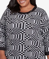 Alfred Dunner Plus Runway Ready Houndstooth Textured Top