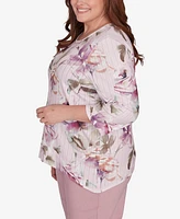 Alfred Dunner Plus Telluride Romantic Florals Textured Top