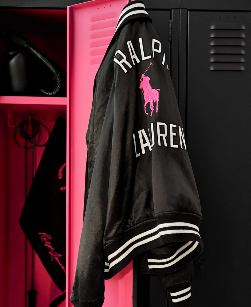 Polo Ralph Lauren Unisex Pink Pony Satin Baseball Jacket
