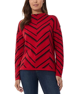 Jones New York Women's Chevron Mock-Neck Sweater