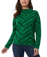 Jones New York Women's Chevron Mock-Neck Sweater