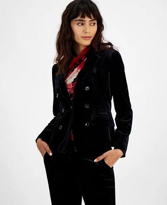 Bar Iii Women's Velvet One-Button Blazer, Created for Macy's