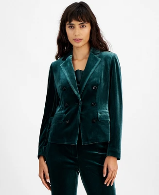 Bar Iii Women's Velvet One-Button Blazer, Created for Macy's