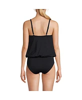 Lands' End Women's Smoothing Control Blouson Fauxkini One Piece Swimsuit