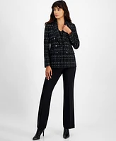 Bar Iii Women's Metallic Plaid One-Button Blazer, Created for Macy's