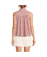 Lands' End Women's Cotton Voile Mock Neck Blouse