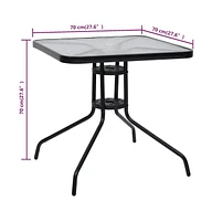 vidaXL Patio Table Black 27.6"x27.6"x27.6" Steel