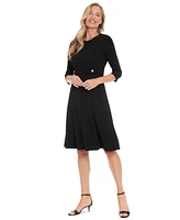 London Times Petite 3/4-Sleeve Fit- & Flare Dress