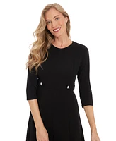 London Times Petite 3/4-Sleeve Fit- & Flare Dress