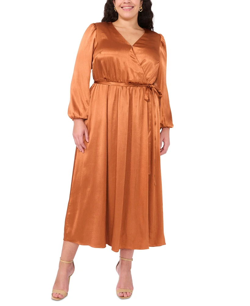 Msk Plus Wrap-Front Tie-Waist Maxi Dress