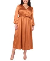 Msk Plus Wrap-Front Tie-Waist Maxi Dress