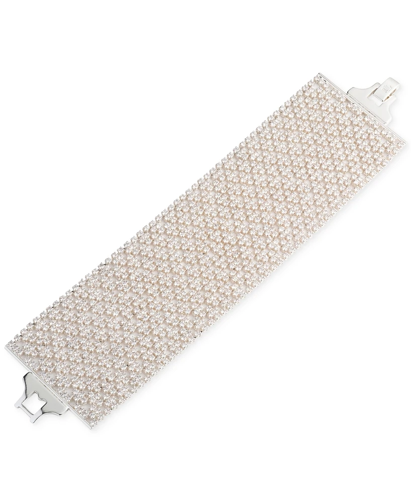 Lauren Ralph Lauren Silver-Tone Crystal Mesh Flex Bracelet