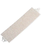 Lauren Ralph Lauren Silver-Tone Crystal Mesh Flex Bracelet