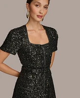 Donna Karan New York Women's Sequined Belted Dress