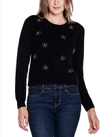 Belldini Women's Rhinestone Snowflake Sweater