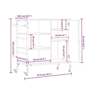 vidaXL Kitchen Trolley Smoked Oak 34.4"x15.2"x33.3" Engineered Wood