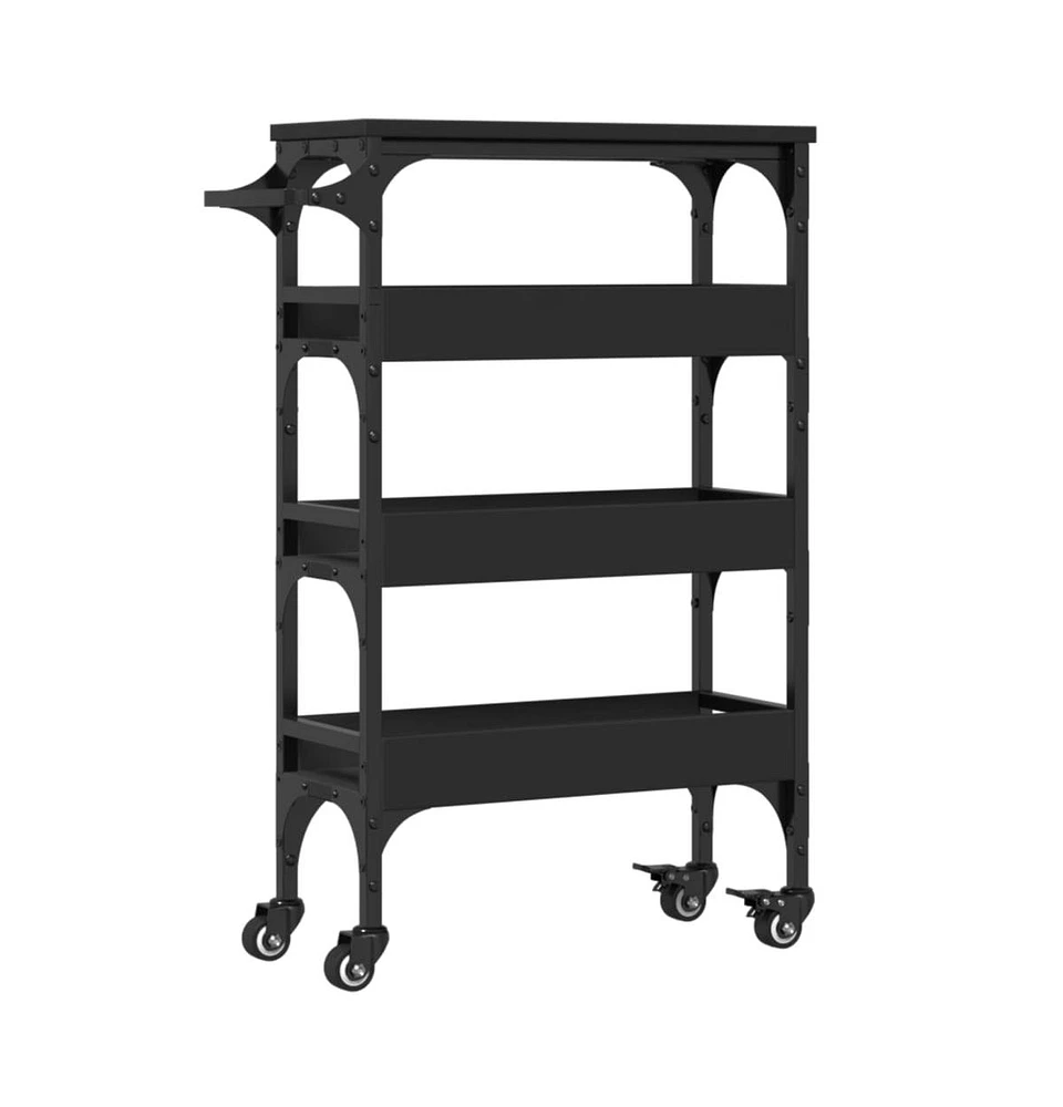 vidaXL Kitchen Trolley Black 20.9"x7.9"x29.9" Engineered Wood