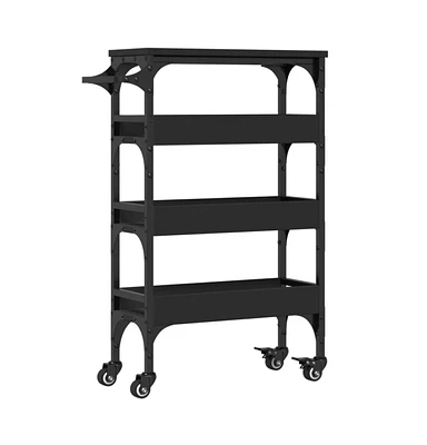 vidaXL Kitchen Trolley Black 20.9"x7.9"x29.9" Engineered Wood