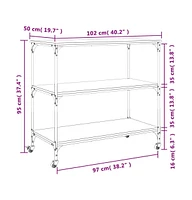 vidaXL Kitchen Trolley Black 40.2"x19.7"x37.4" Engineered Wood