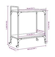 vidaXL Kitchen Trolley Smoked Oak 23.8"x12.2"x28.5" Engineered Wood