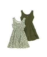 Bearpaw Toddler Girls 2 Pack Tiered Smock Waistband Gauze Dresses Set